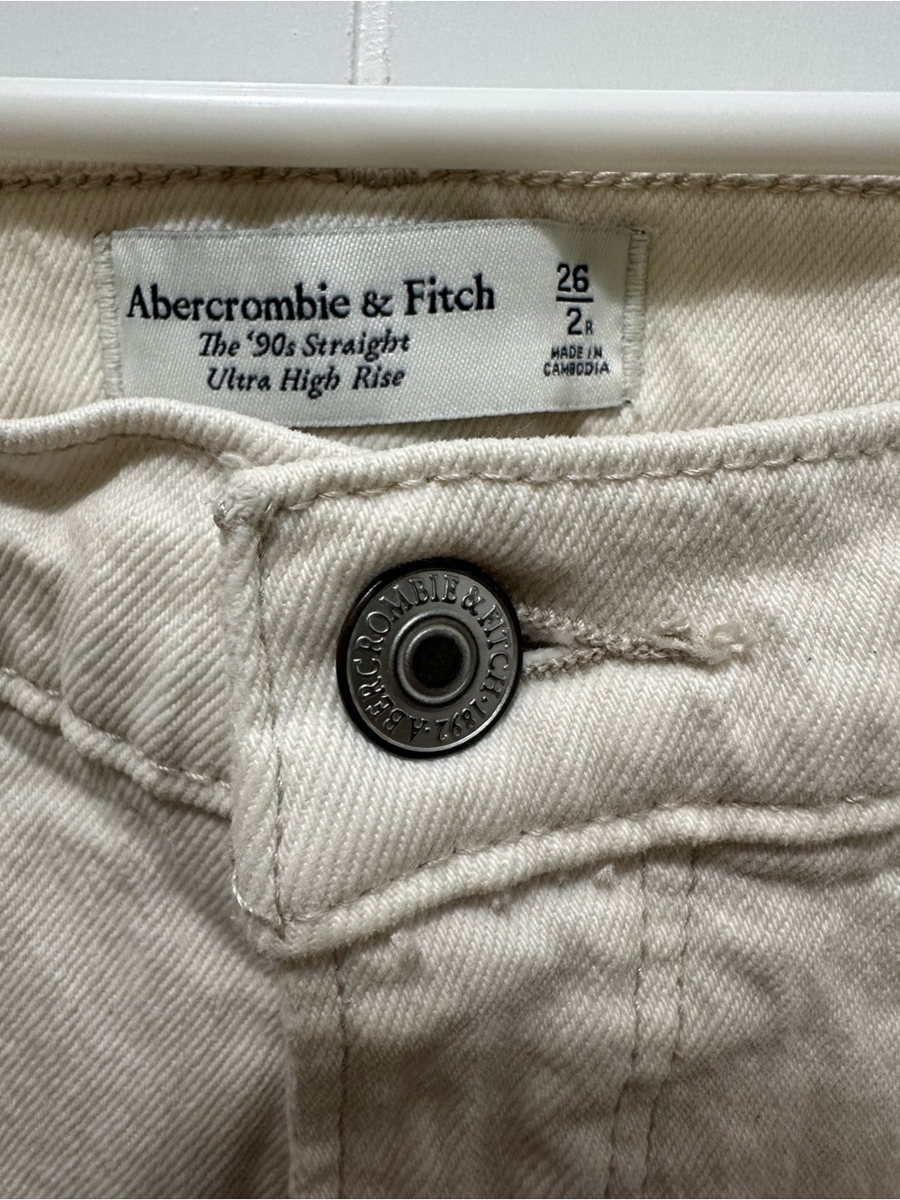 Abercrombie and fitch the 90s straight ultra high rise jeans cream size 26 - Picture 5 of 5